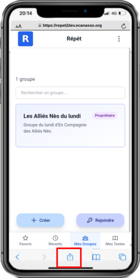 Bouton Partager iOS